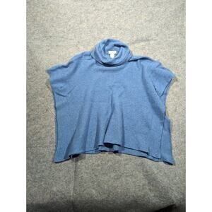 ST. TROPEZ West 2-Ply Cashmere Cowl Neck Poncho Sweater Periwinkle Blue XS